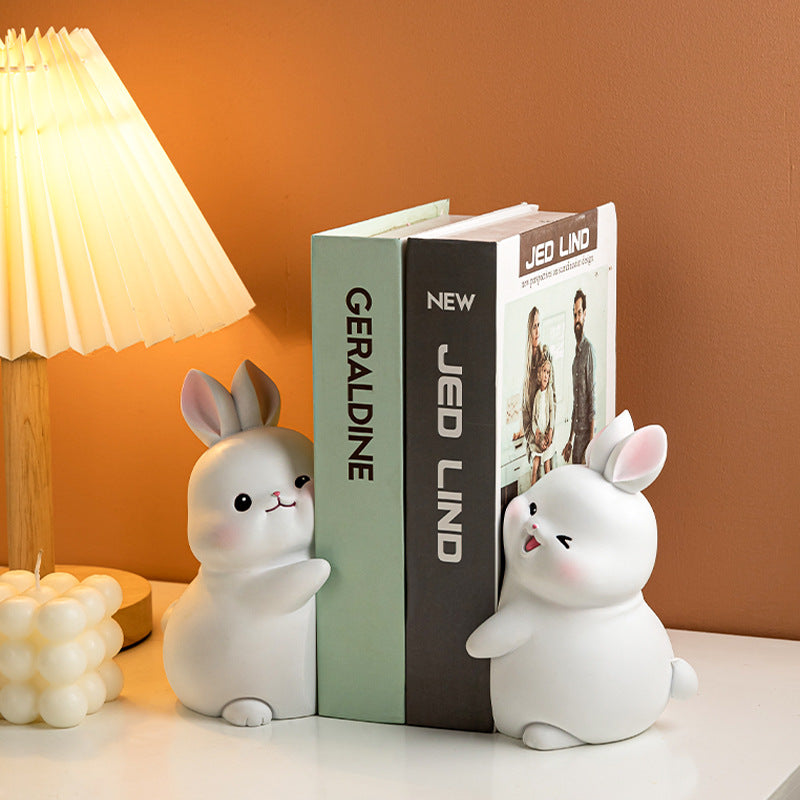 Invara Lappi – Cute Bunny Bookends | Minimalist Resin Rabbit Book Holder for Stylish Shelves & Desks