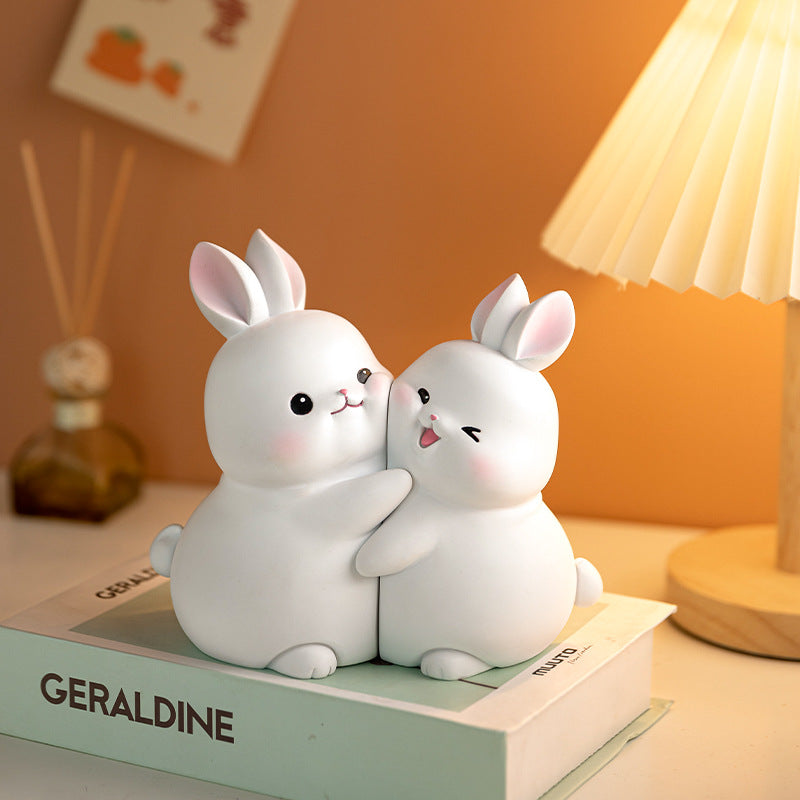 Invara Lappi – Cute Bunny Bookends | Minimalist Resin Rabbit Book Holder for Stylish Shelves & Desks