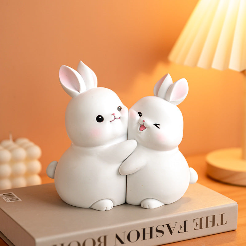 Invara Lappi – Cute Bunny Bookends | Minimalist Resin Rabbit Book Holder for Stylish Shelves & Desks