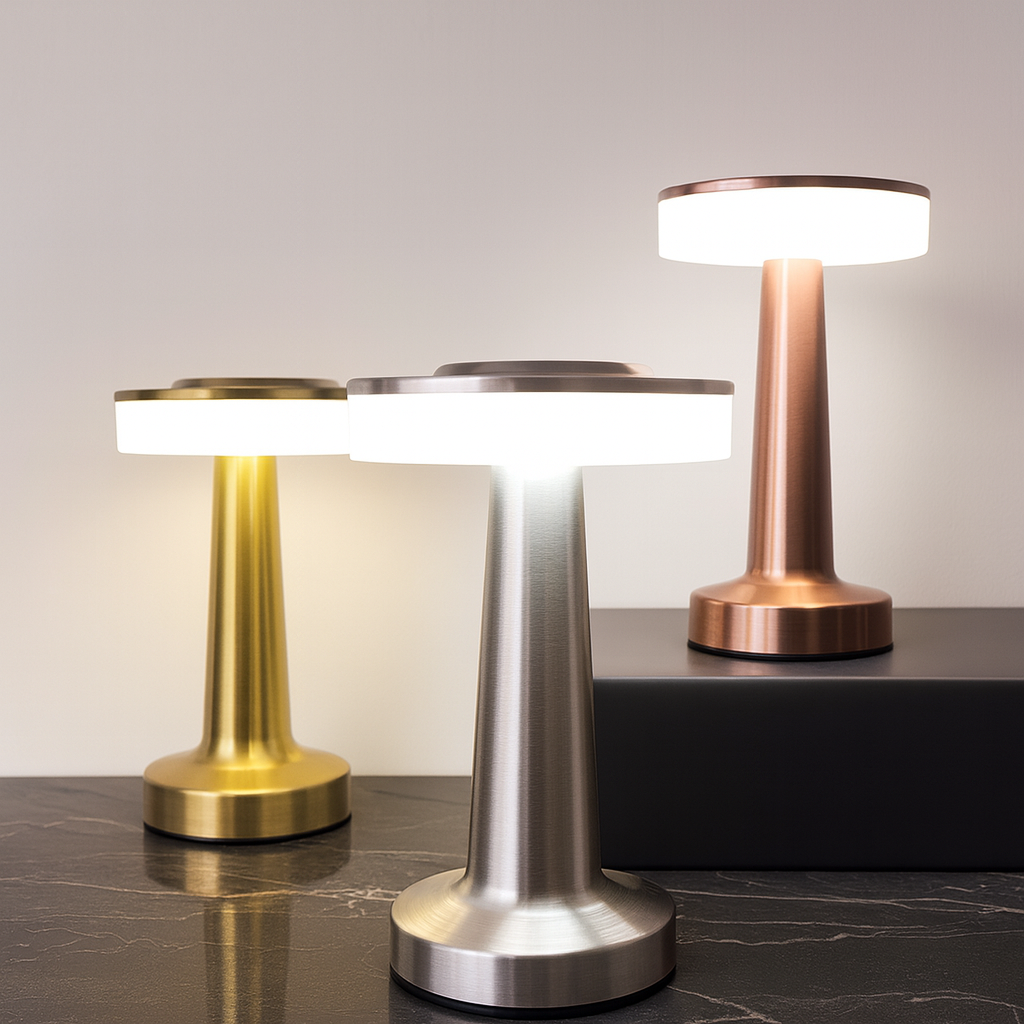 Invara Elys – Modern Touch LED Table Lamp | Dimmable Rechargeable Metal Light for Bedroom & Home Décor