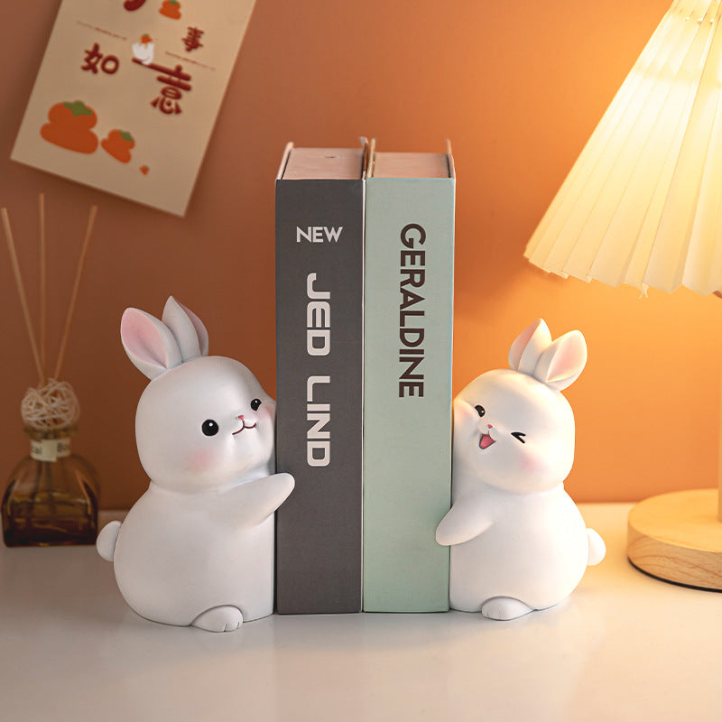 Invara Lappi – Cute Bunny Bookends | Minimalist Resin Rabbit Book Holder for Stylish Shelves & Desks